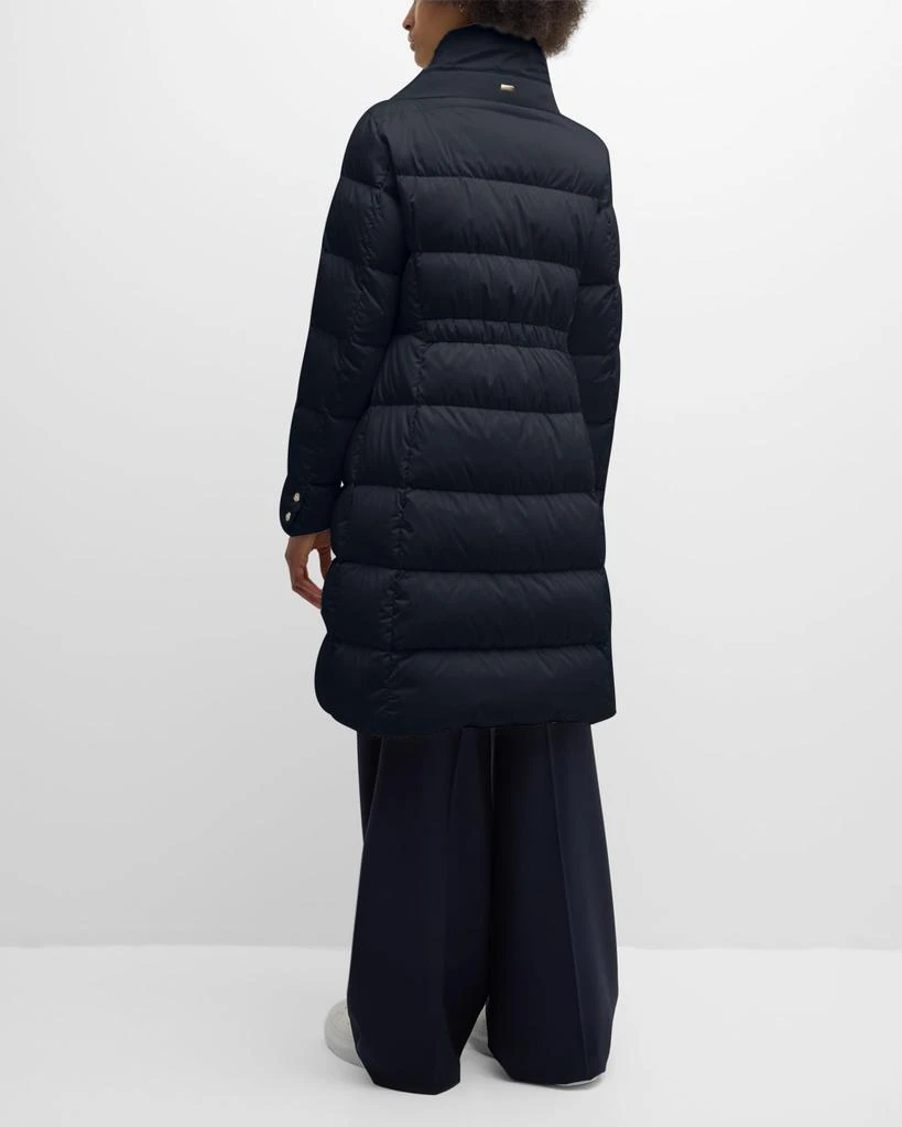 Herno Water-Resistant Sateen Nylon Long Hourglass Puffer Jacket 4