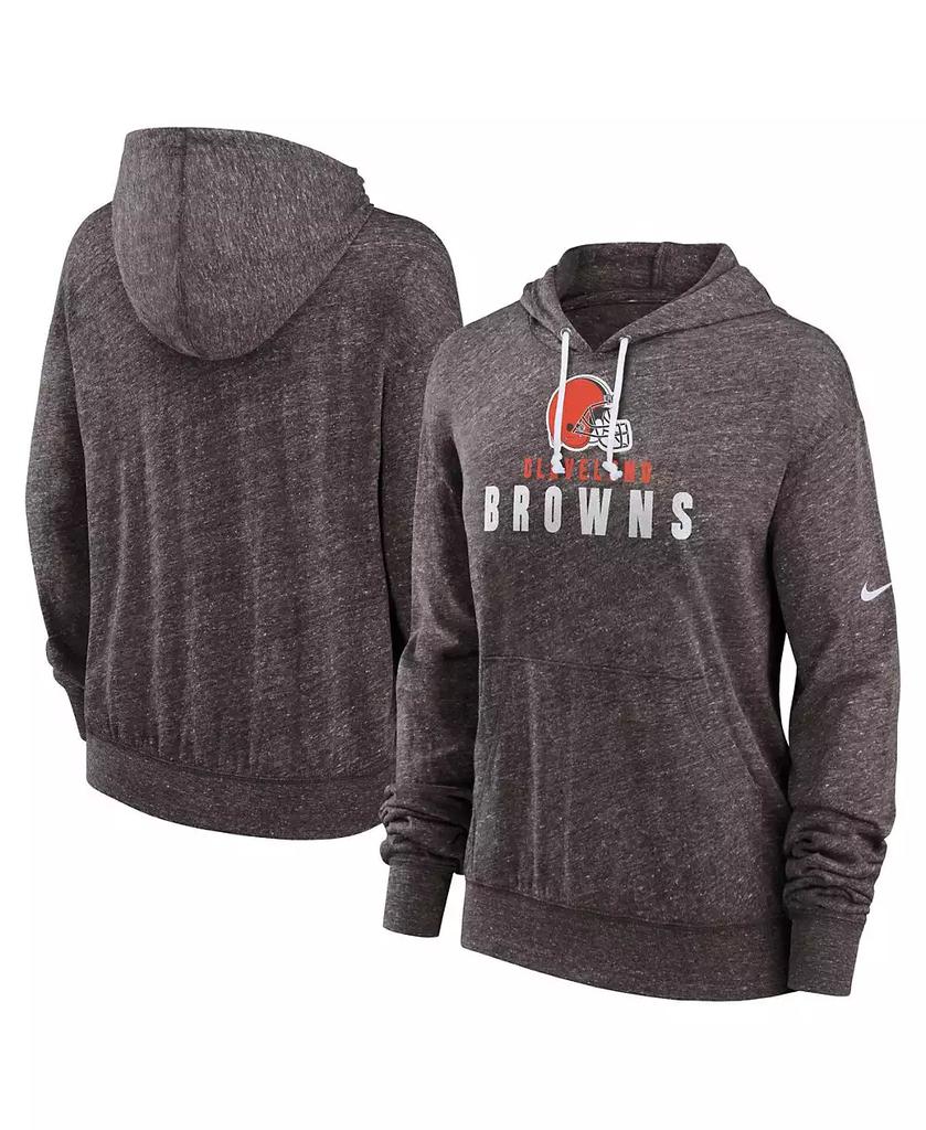 NIKE Women's Brown Distressed Cleveland Browns Plus Size Gym Vintage-Like Pullover Hoodie
