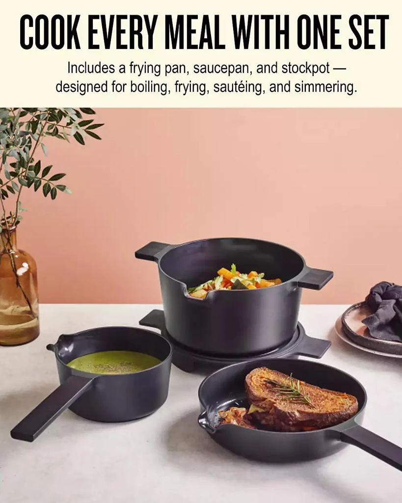 ALVA Neat Nested Nonstick Ceramic Cookware Set 5-Piece - Easy to Clean, Oven Safe and Made without PFAS, PFOA 
PTFE 4