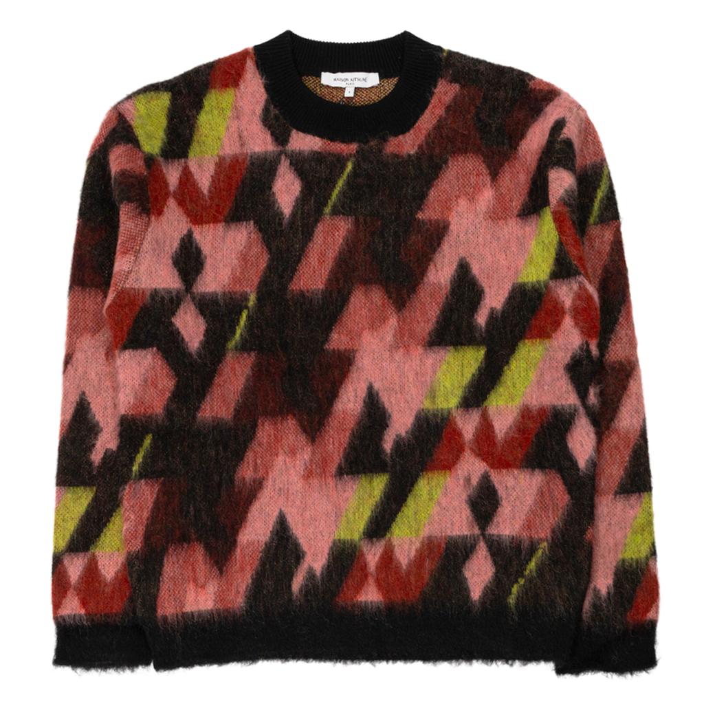 Maison Kitsune Graphic Mohair Jacquard Jumper in Pecan/Pasture Rose