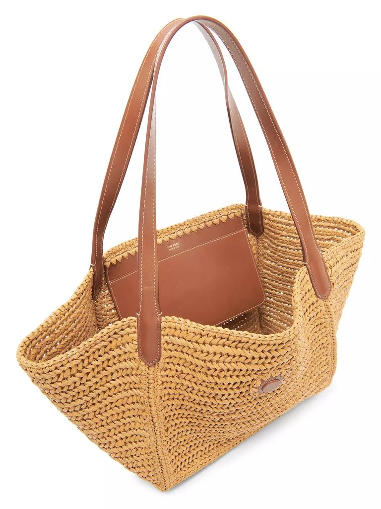 Tom Ford Tara Medium Raffia &amp; Leather Tote Bag 3