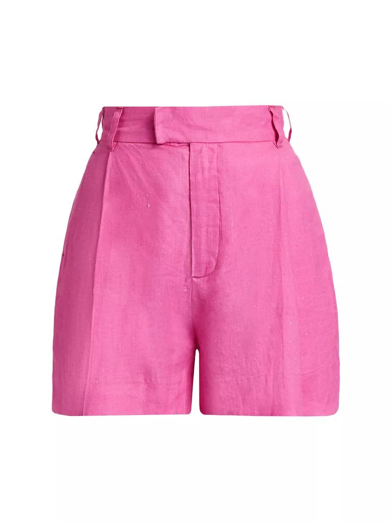 BruceGlen Pleated High-Rise Linen Shorts 1