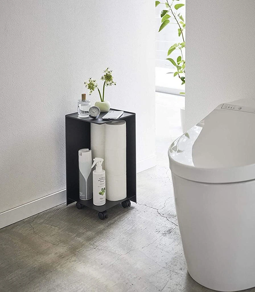 Yamazaki Home Rolling Bathroom Organizer, Steel,  Holds up to 12 rolls of toilet paper, Wheels, Minimal Assembly 4