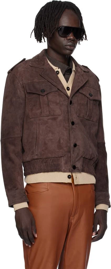 Ernest W. Baker Brown Suede Military Bomber Jacket 2