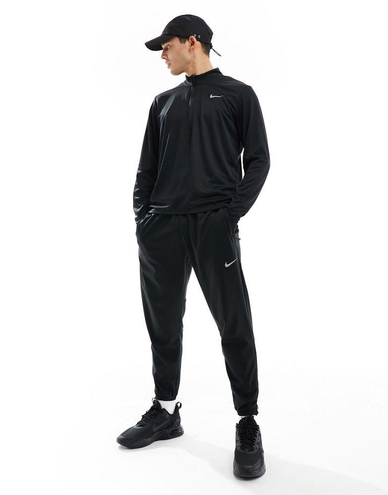 nike running pacer half zip sweat in black