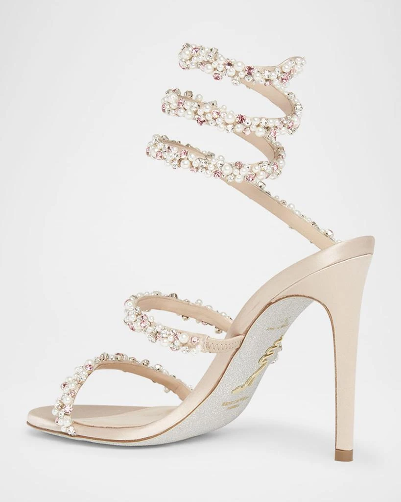 Rene Caovilla Cleo Pearly Crystal Snake-Wrap Sandals 2