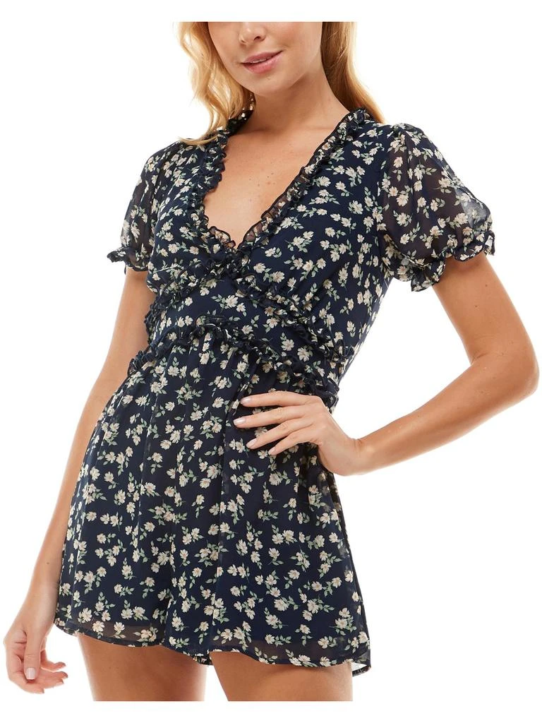 Trixxi Juniors Womens Chiffon Floral Romper 1