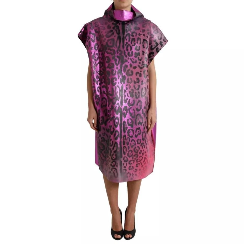 Dolce 
Gabbana Leopard Print Polyester Shift Midi Women
s Dress (Pre-Owned)