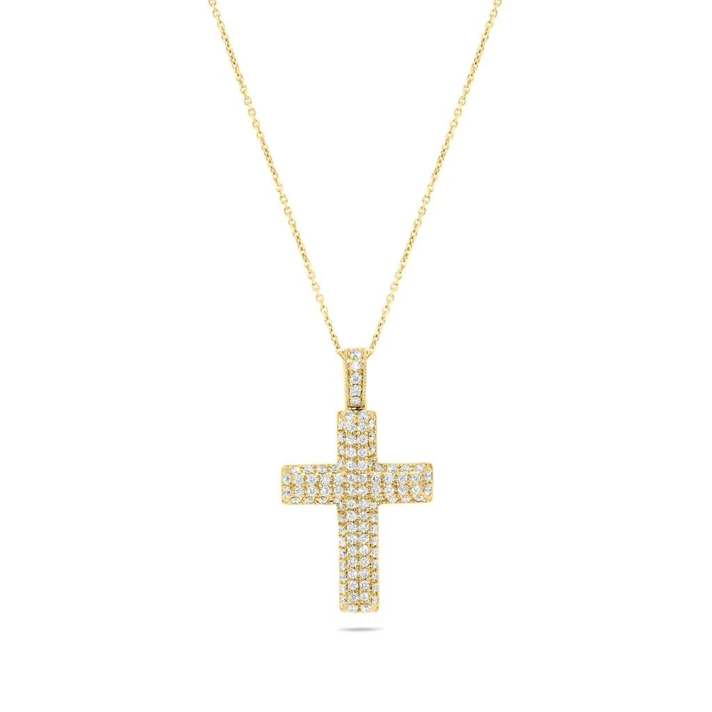 H.J. Namdar 0.3 ct tw Pave Round Diamond Cross Pendant Necklace 14K Yellow Gold Natural Diamonds
