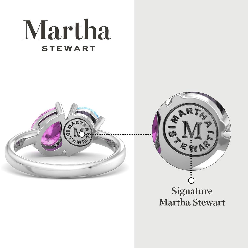 Martha Stewart 2 Carat Two Stone Gemstone Ring For Women in Sterling Silver, Gemstone Jewelry For Women