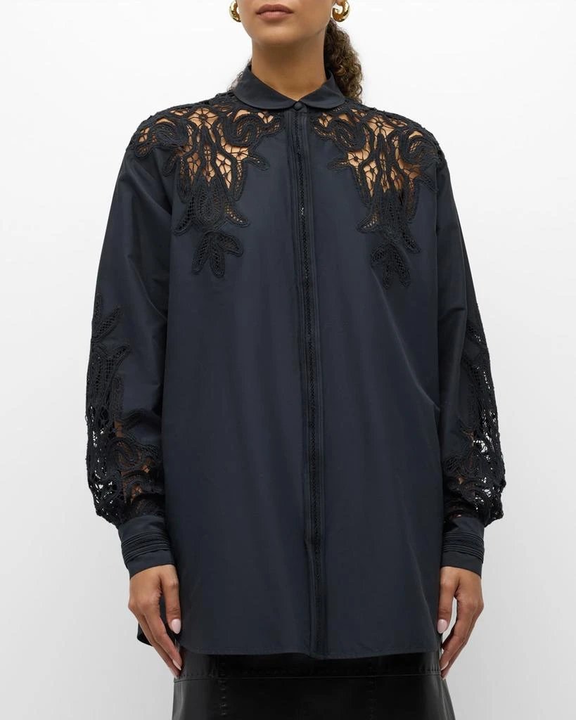 Ulla Johnson Harden Openwork Embroidery Cotton and Silk Tunic Shirt 4