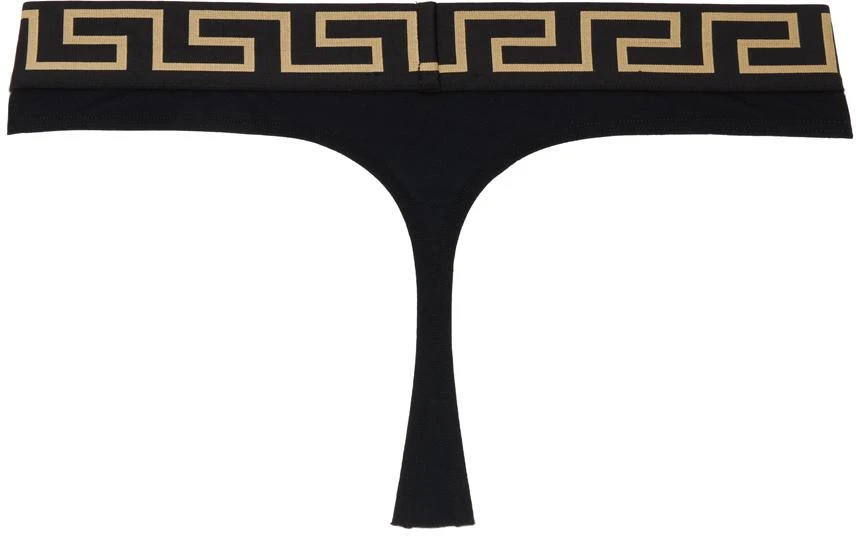 Versace Black Greca Border Thong 2