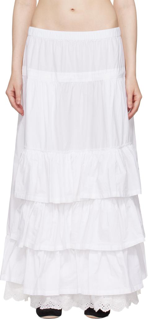 OPEN YY White Rolled Waist Tiered Midi Skirt - Dresses