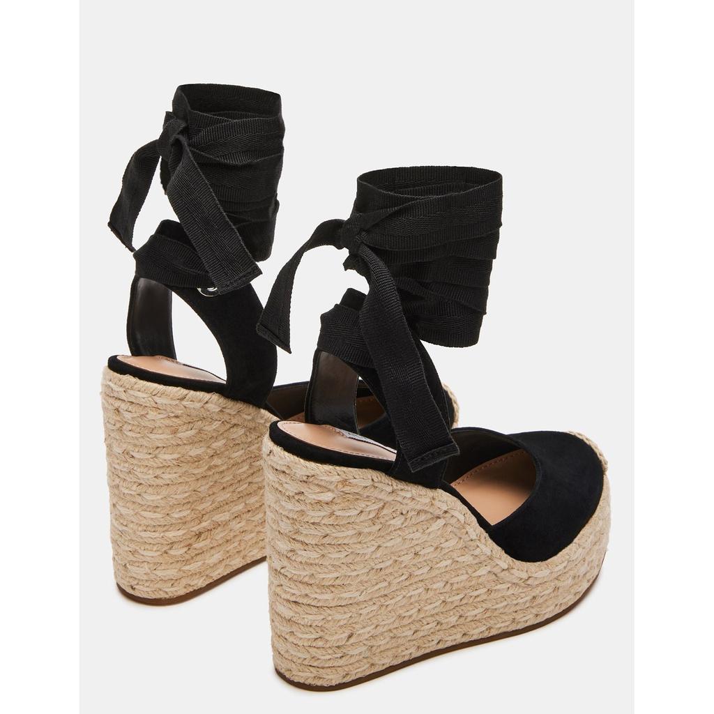 Steve Madden【美脚効果☆】LOCKET ウエッジサンダル Steve Madden Locket Black Suede - Wedge Sandals - Free