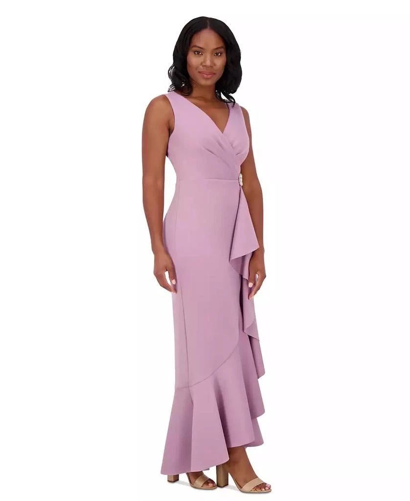 Jessica Howard Women's Cascade-Ruffle Surplice-Neck Gown 2