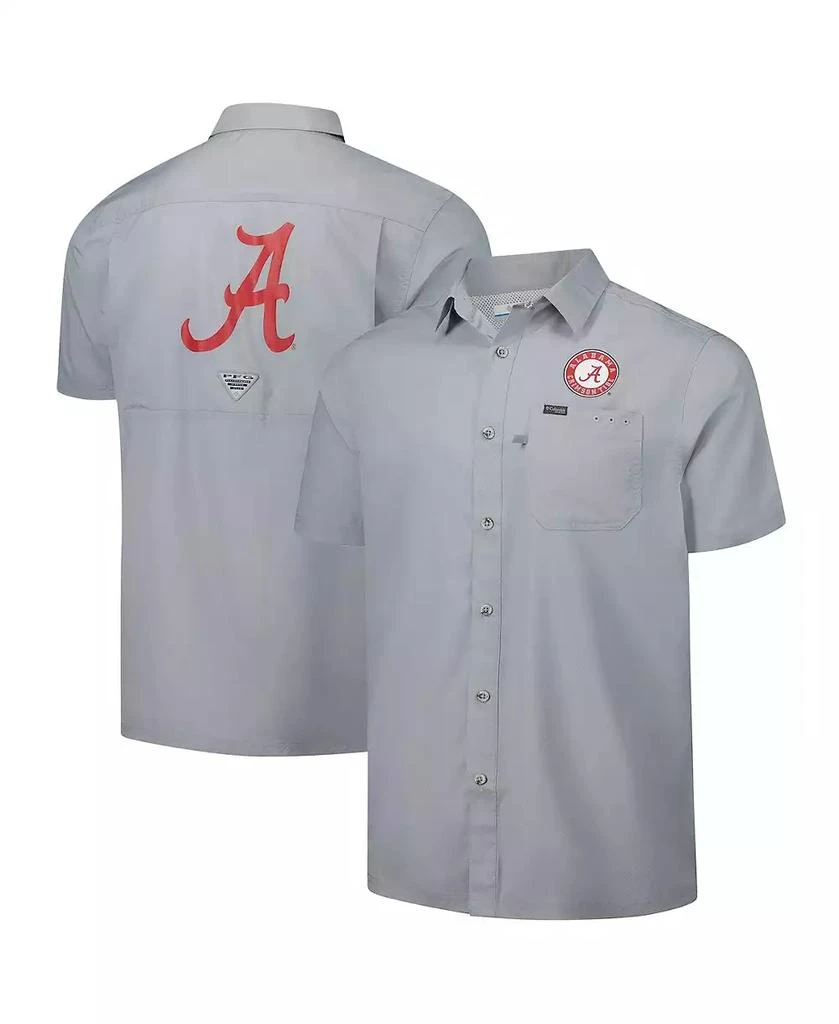 Columbia Men's Gray Alabama Crimson Tide PFG Slack Tide Omni-Shade Button-Up Camp Shirt 1