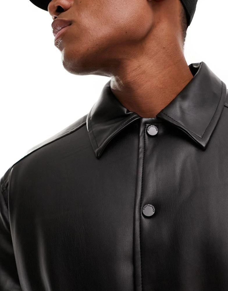 The Couture Club The Couture Club faux leather bomber jacket in black 4