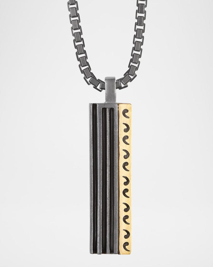Marco Dal Maso Men's Acies 18K Yellow Gold & Blacken Sterling Silver Bar Pendant Necklace, 24.5"L