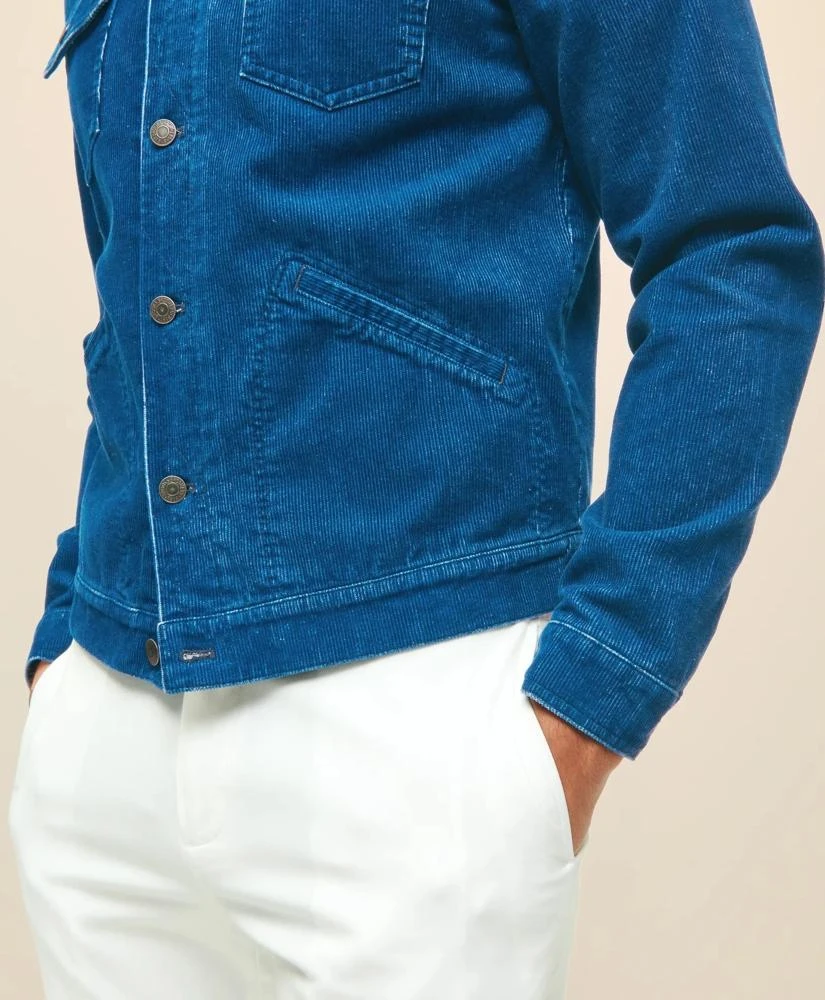 Brooks Brothers Medium Wale Corduroy Indigo Trucker Jacket 6