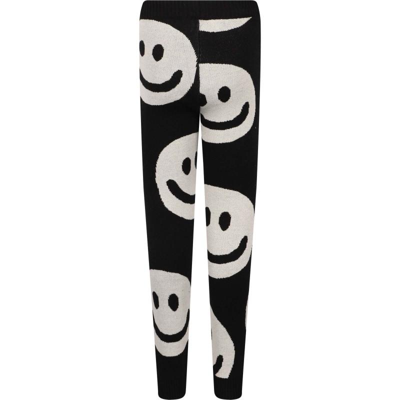 Little Man Happy Happy knit leggings in black and white