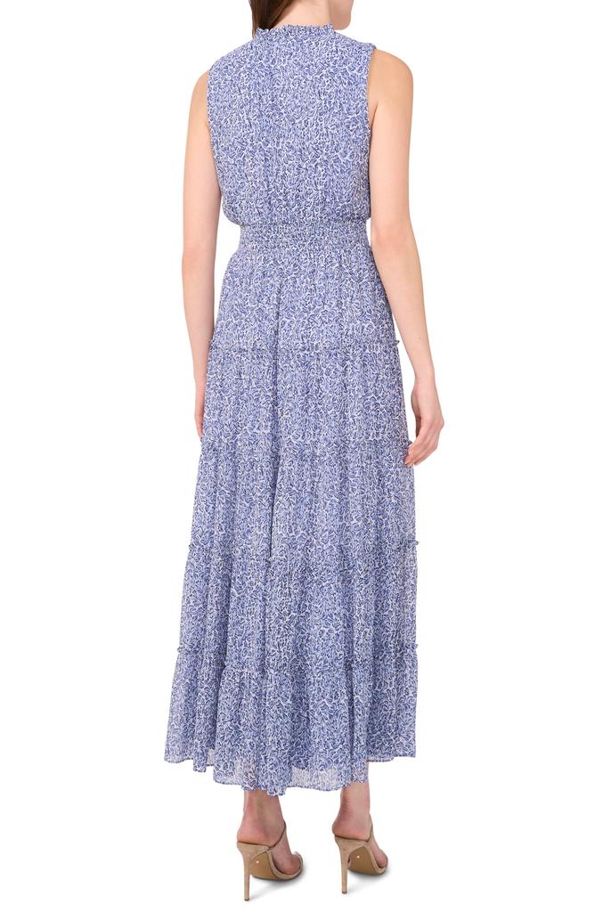 Halogen Tie Neck Sleeveless Tiered Maxi Dress