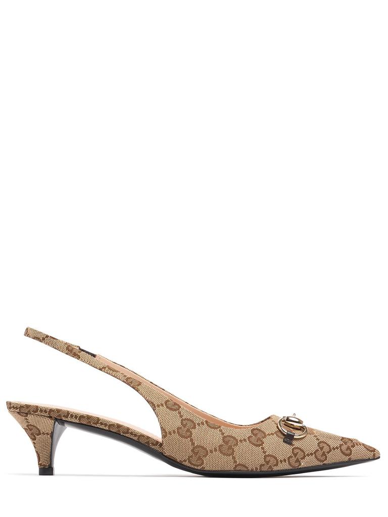 GUCCI 45mm Gg Canvas Slingback Pumps