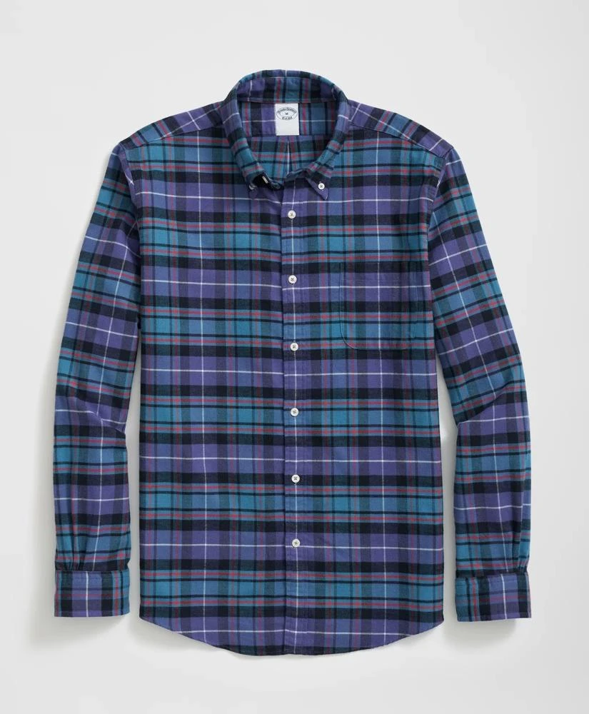 Brooks Brothers Portuguese Flannel Polo Button Down Collar, Tartan Shirt 1