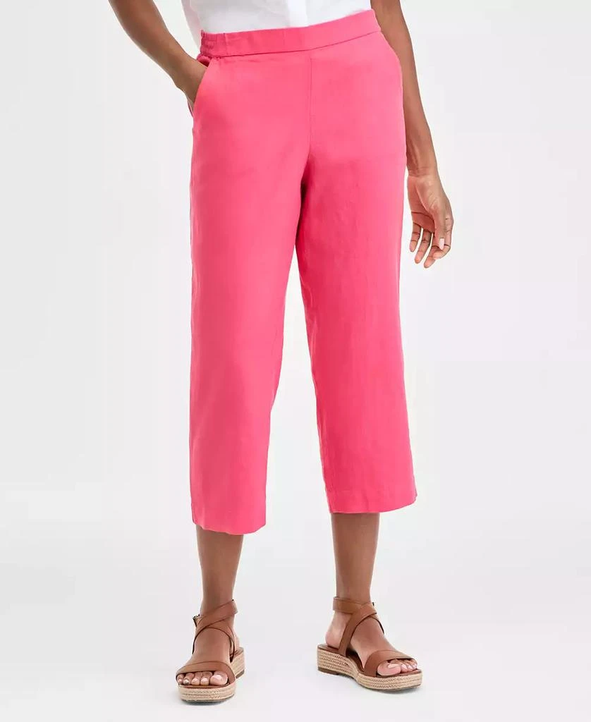 Charter Club Women's 100% Linen Solid Cropped Pull-On Pants, Created for Macy's 3