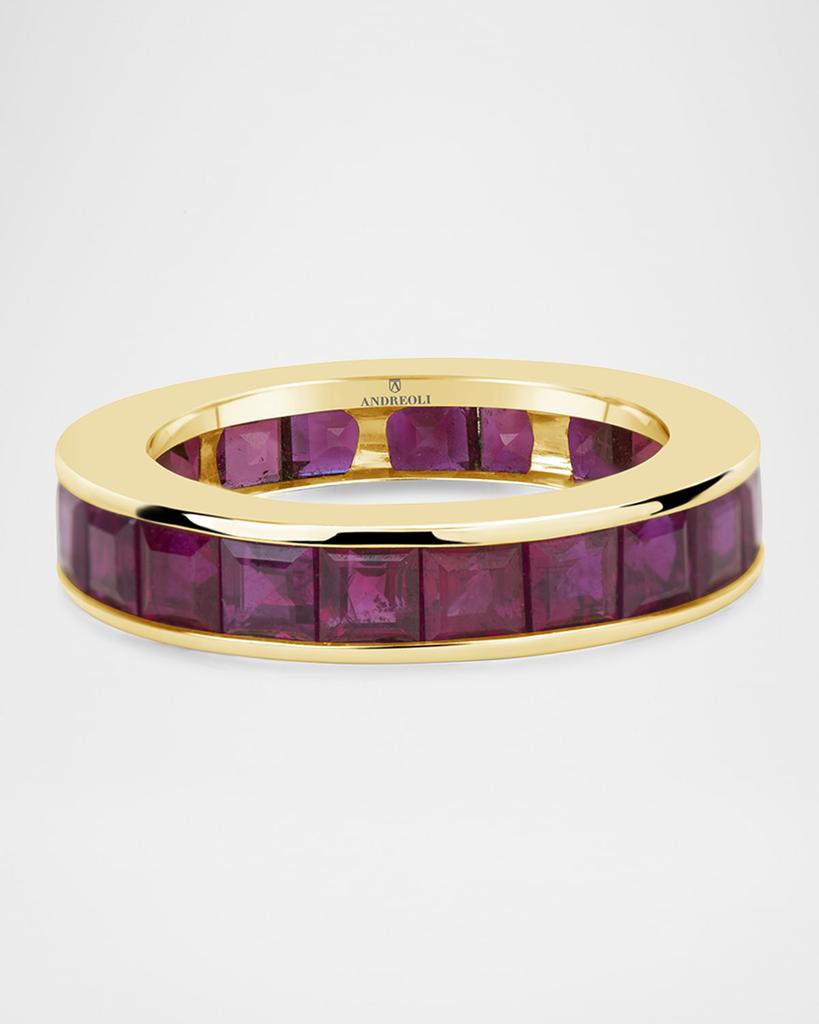 Andreoli 18K Yellow Gold Red Sapphire Eternity Band, Size 5