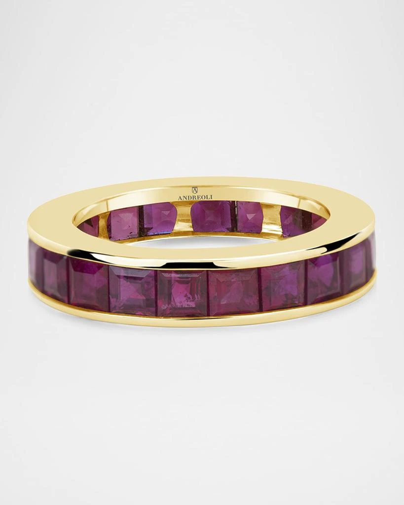 Andreoli 18K Yellow Gold Red Sapphire Eternity Band, Size 5 1