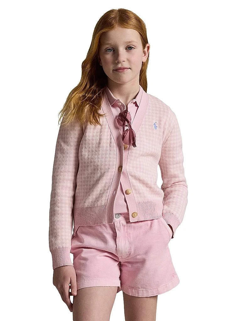 Ralph Lauren Girl's Gingham Knit Cardigan 3