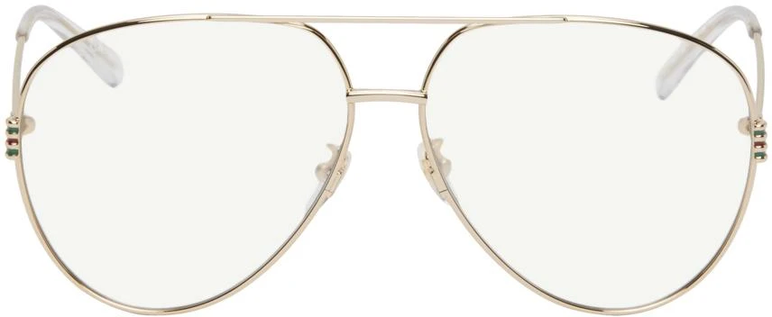Gucci Gold Large Metal Aviator Glasses 1