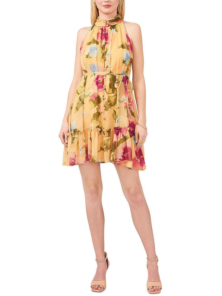 MSK Petites Womens Metallic Above Knee Halter Dress 1