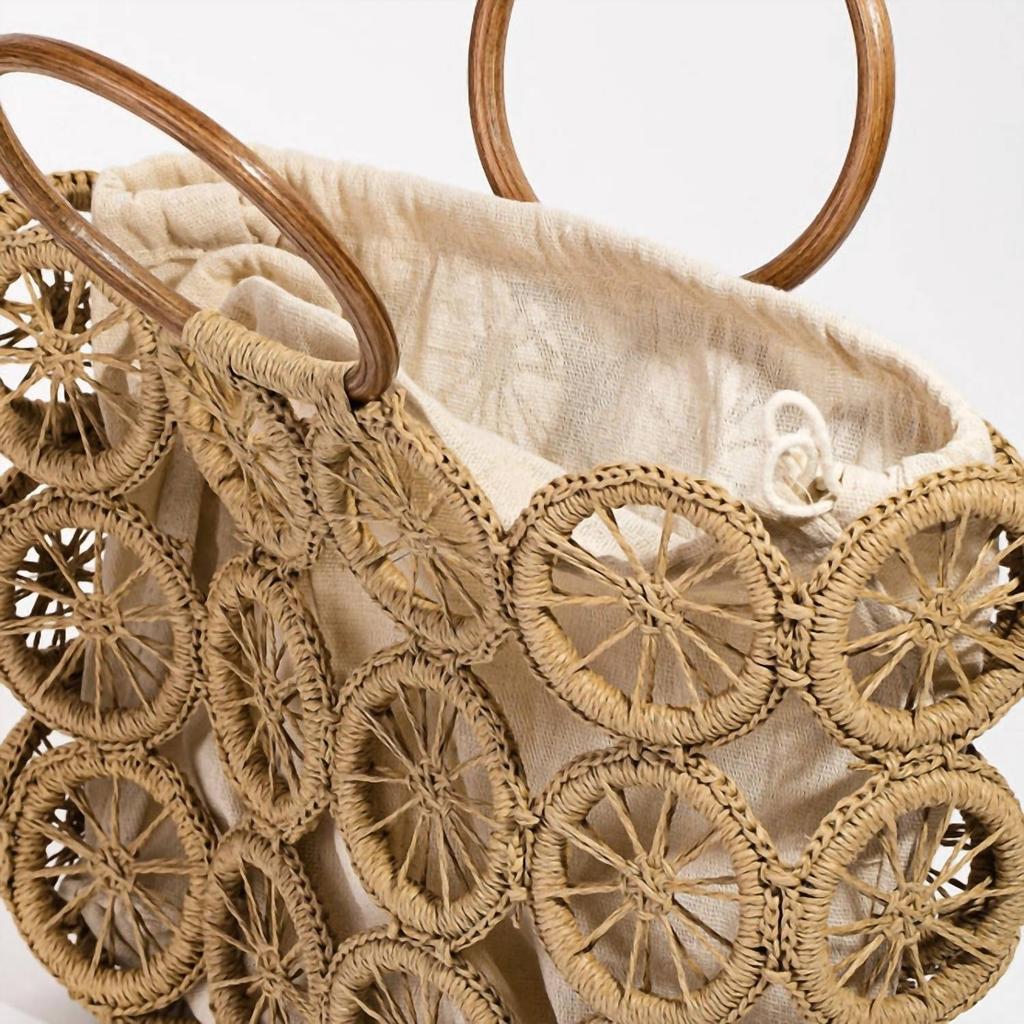 FAME ACCESSORIES Women's Freia Boho Circle Summer Beach Bag In Tan