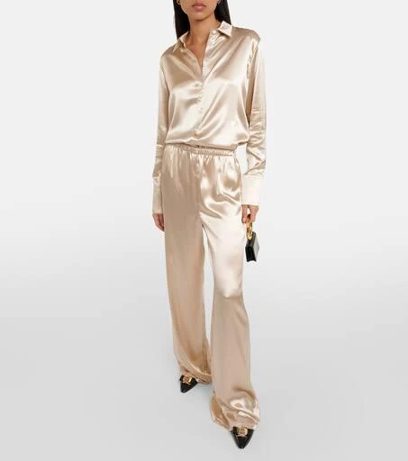 Salvatore Ferragamo Satin wide-leg pajama pants 2