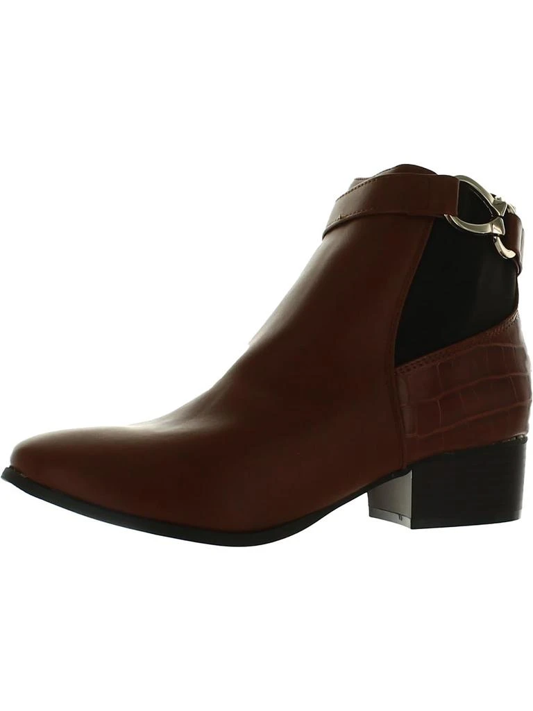 Karen Scott Nadine Womens Faux Leather Block Heel Ankle Boots 5