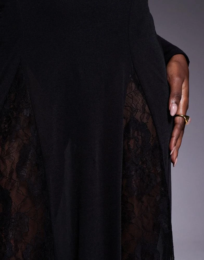 Shop ASOS DESIGN long sleeve sheer maxi dress with lace panel godets and  bodysuit in black on Sale at BeyondStyle  Get 16% Off ASOS DESIGN long  sleeve sheer maxi dress with