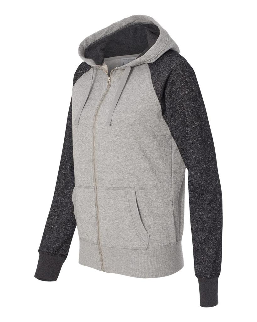 J America Women’s Glitter French Terry Full-Zip Hooded Sweatshirt