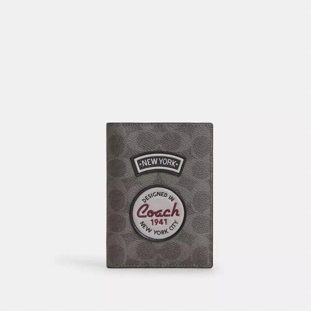 Coach Passport Card Case In Signature Canvas With Patches