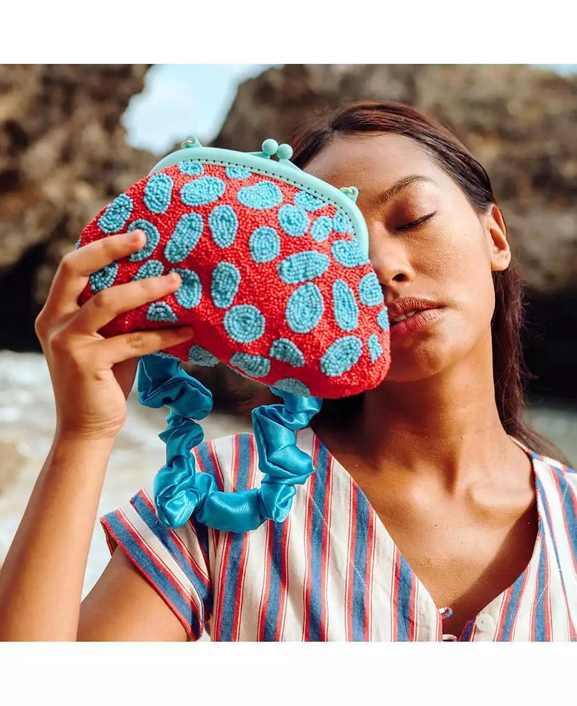 Brunna.co ARIELA Arnoldi Hand-beaded Clutch Bag In Red 
Turquoise Blue 4