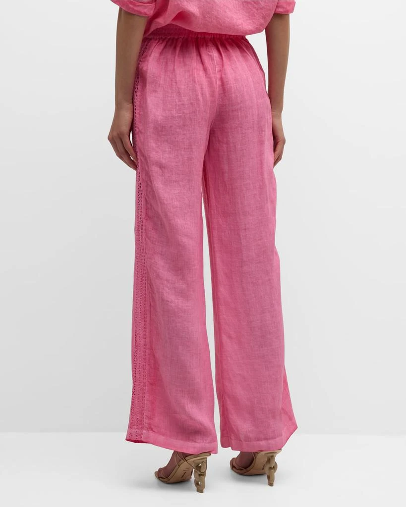 120% Lino Embroidered Wide-Leg Linen Pants 6