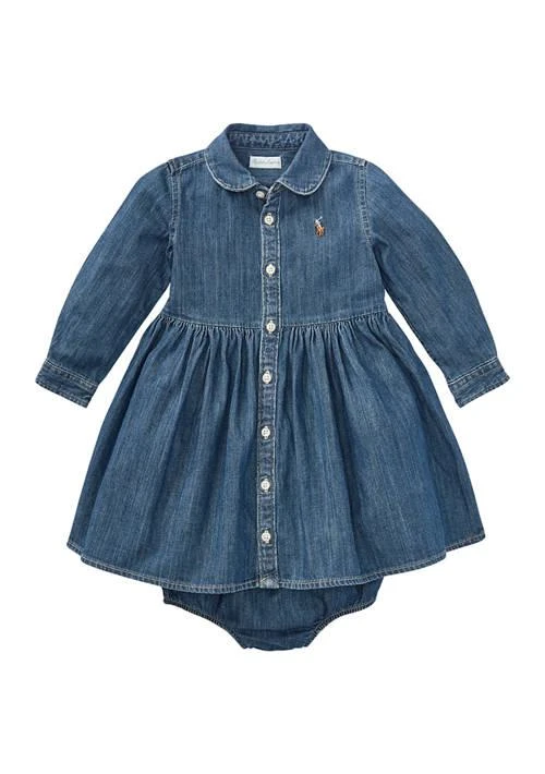 Ralph Lauren Lauren Childrenswear Infant Girls Denim Shirtdress And Bloomer 1