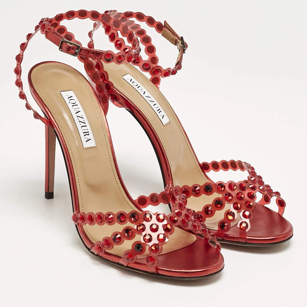 Aquazzura Aquazzura Red PVC Crystal Embellished Tequila Sandals Size 39.5 4