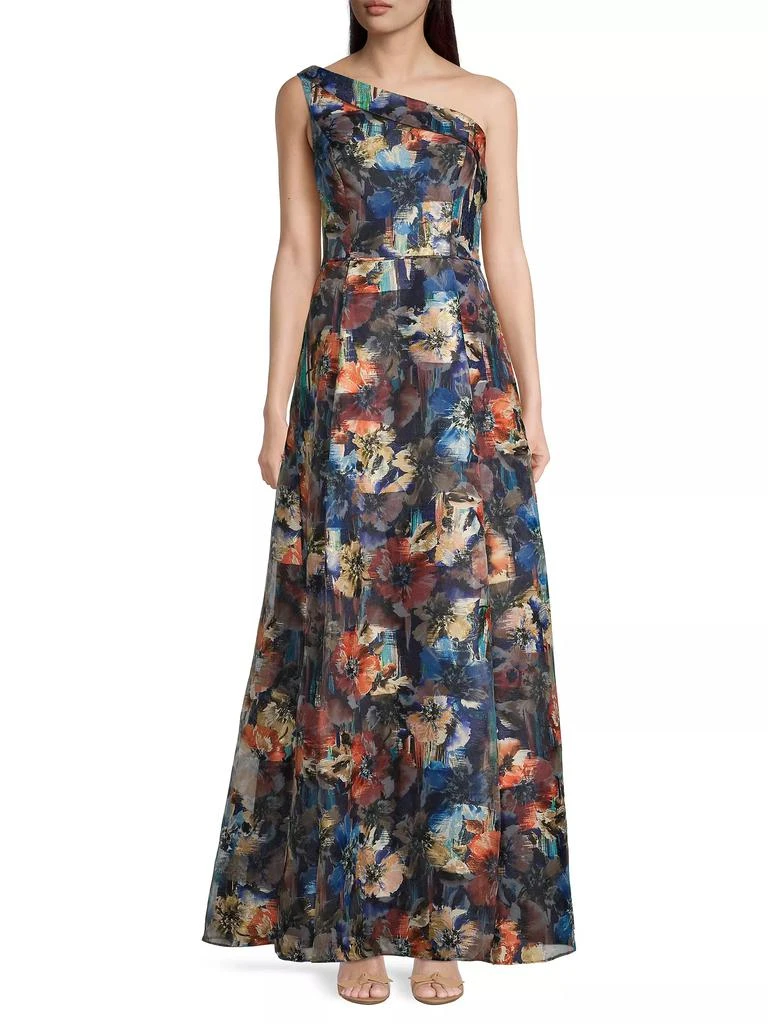 Aidan Mattox One-Shoulder Floral Ball Gown 3