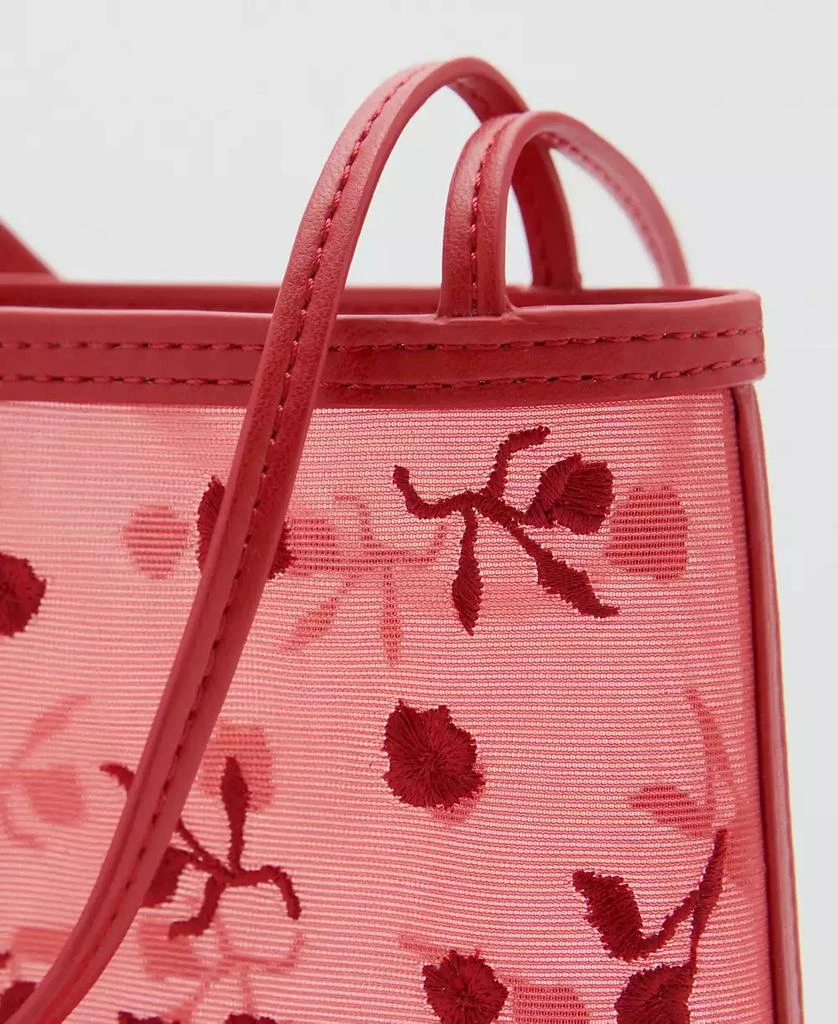 Mango Women's Flower-Embroidered Mesh Bag 3