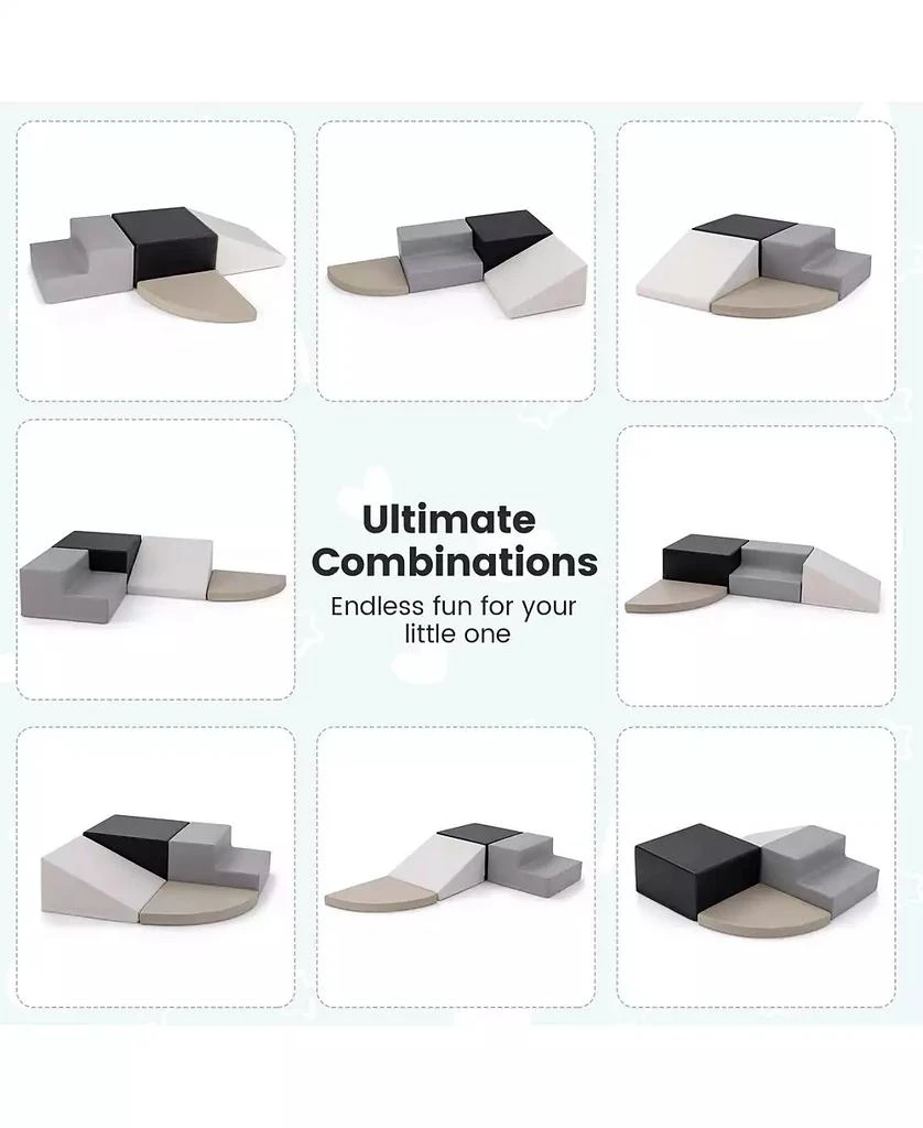 GOUUN 4-Piece Climb and Crawl Foam Block Play Set for Infant Baby 3