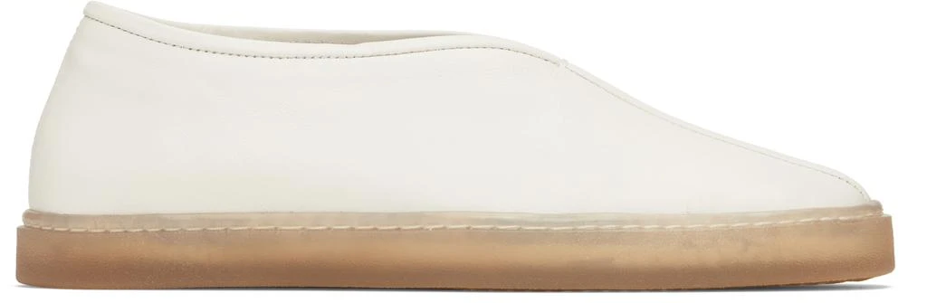 Lemaire White Linoleum Piped Loafers 1
