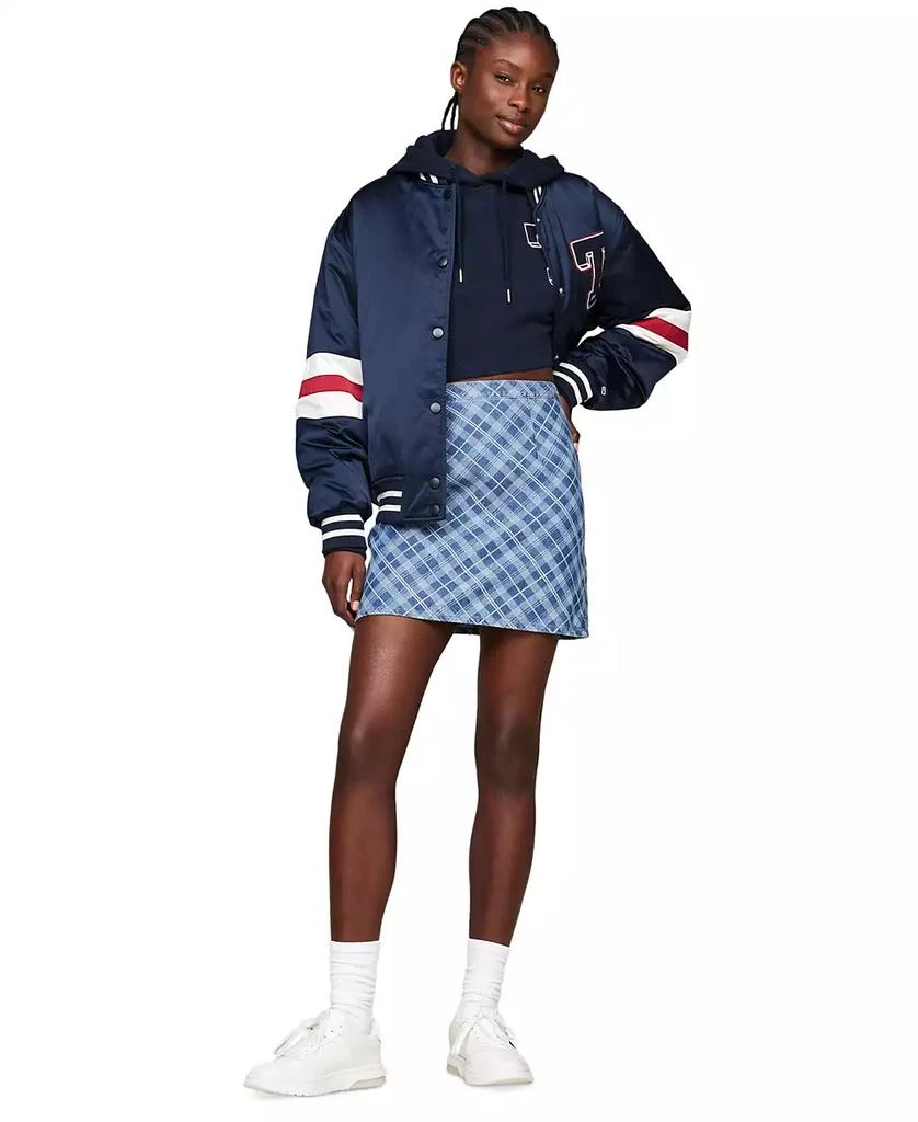 Tommy Jeans Women's Tartan-Check Chambray Mini Skirt 4