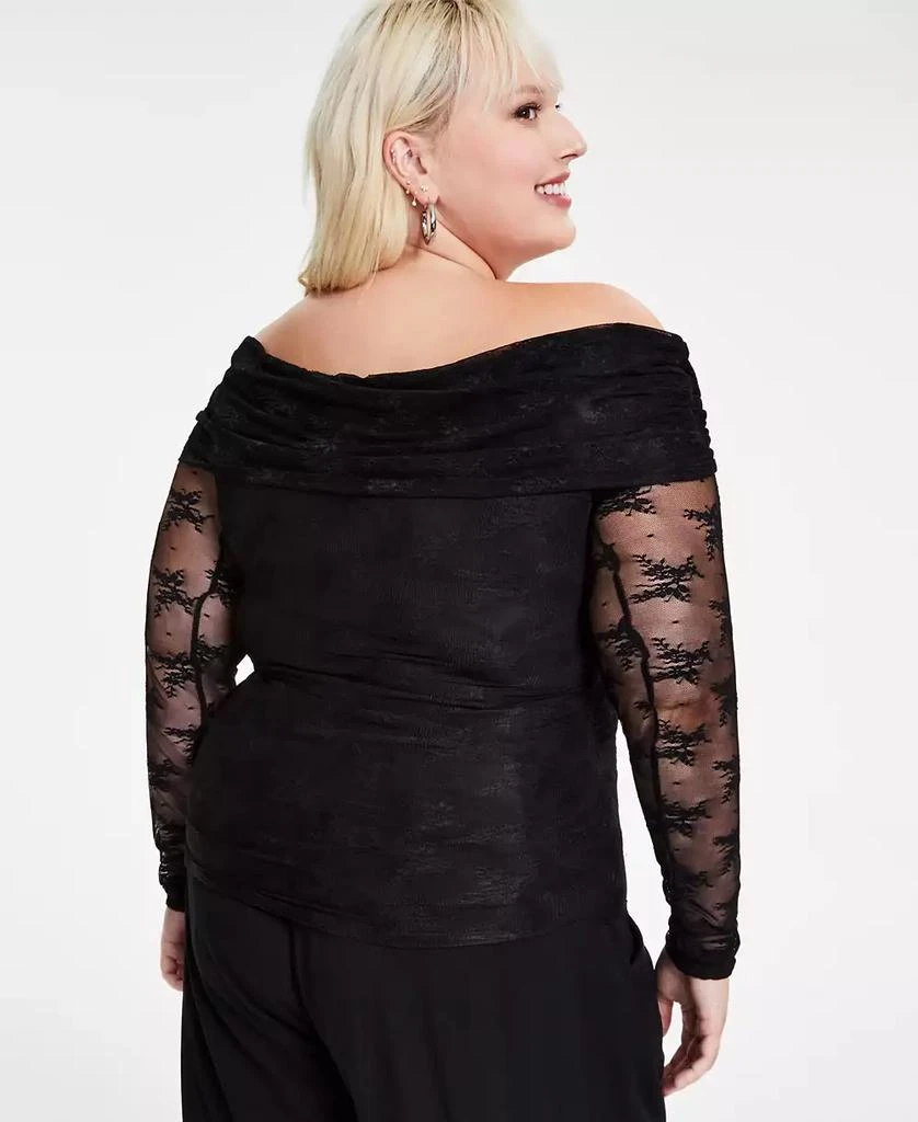 Bar III Trendy Plus Size Lace Off-The-Shoulder Top, Created for Macy's 2