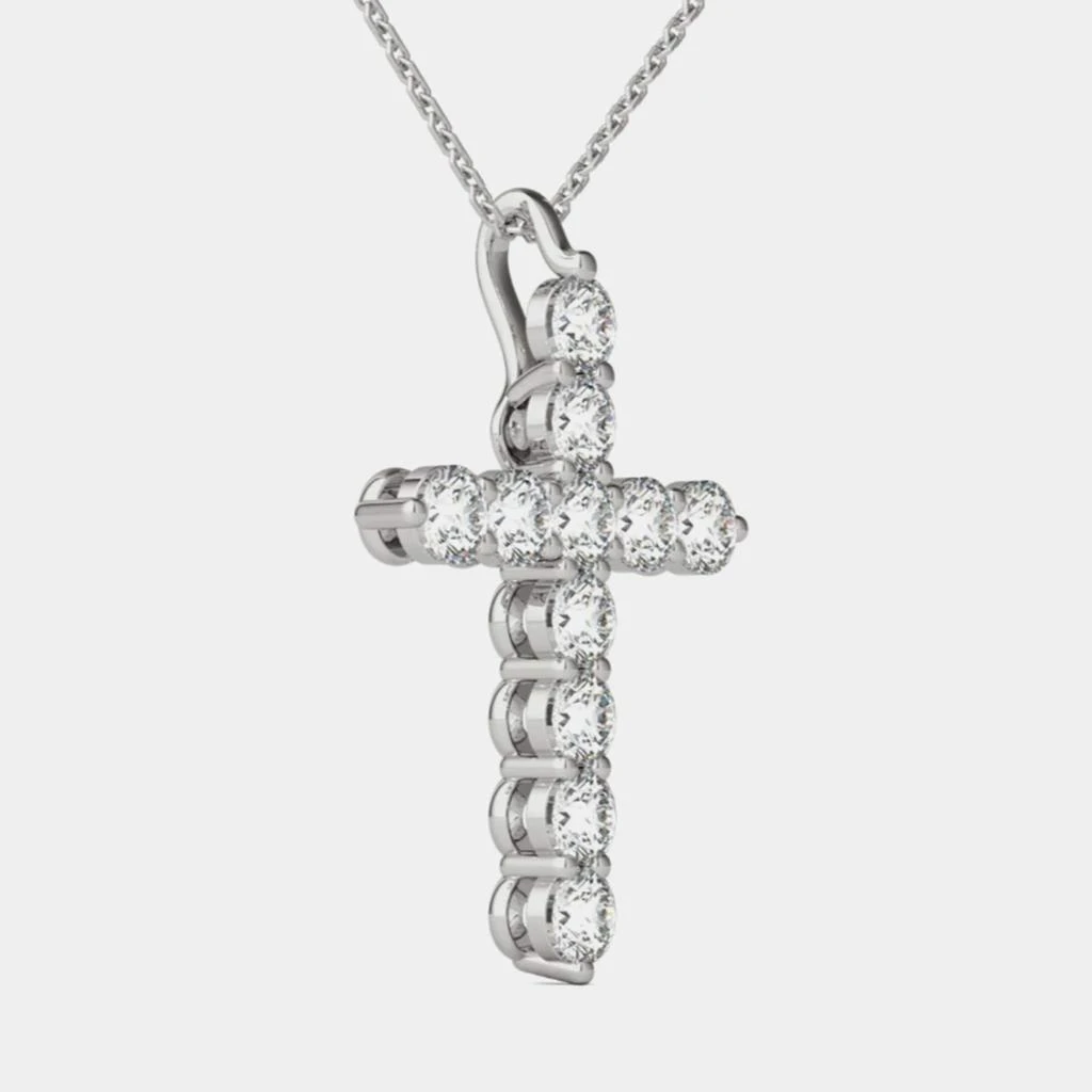 Luv Eclipse 14K Hypoallergenic White Gold Natural Diamond Cross Pendant Necklace (1/2 Ctw) 3
